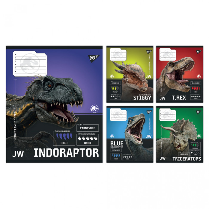 А5/12 кл. Yes JURASSIC WORLD Strength and Power, зошит учнівський шкільний, ціна за 25 шт. //