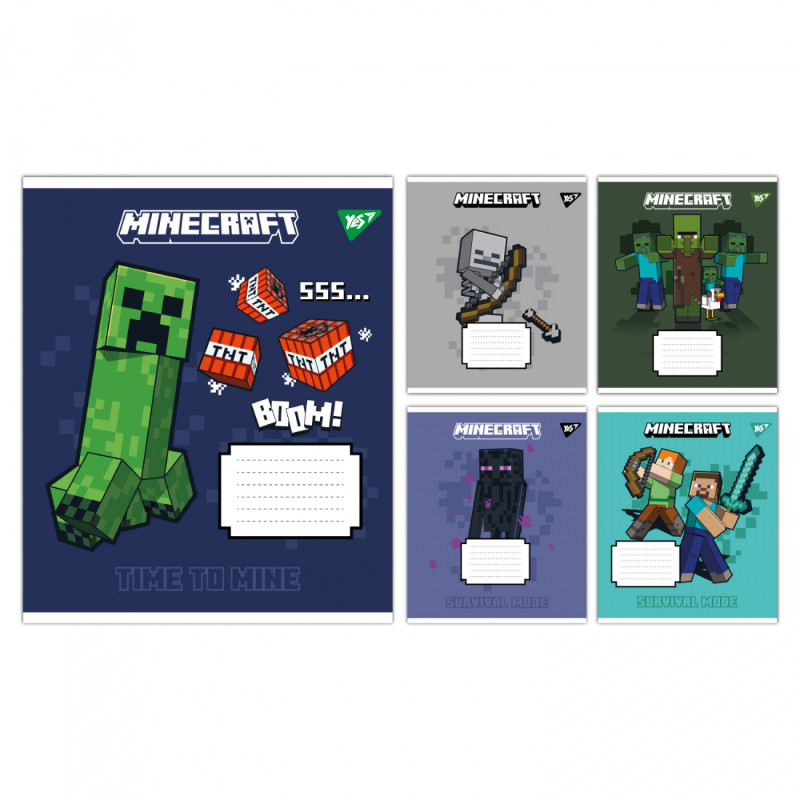 А5/12 кл. Yes Minecraft Signs, зошит учнівський шкільний, ціна за 25 шт. //