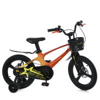 Велосипед дитячий PROF1 14д. MB 141020-6 (1шт) STELLAR,SKD75,магнез.рама,вилка,обод,перед/зад.диск.торм.,кошик,крила,доп.кол,червоно-жовтий