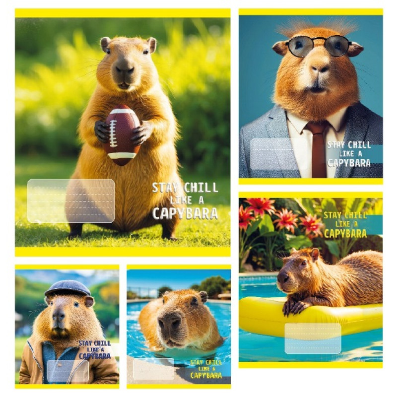 Зошит 24 арк.клітинка Тверда ТА51307 CAPYBARA, 20/320 ціна за 20 шт.