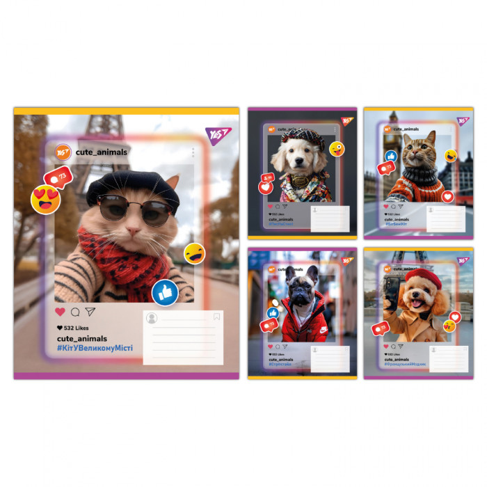 А5/48 лін. Yes Cute animals, зошит учнівський загальний, ціна за 10 шт. //