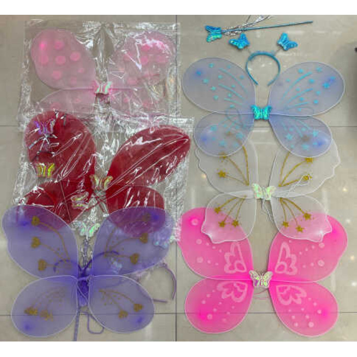 Крила підсвічування, чарівна паличка, обруч, висота крил на резинках 40см, в п/е, МІКС /300/