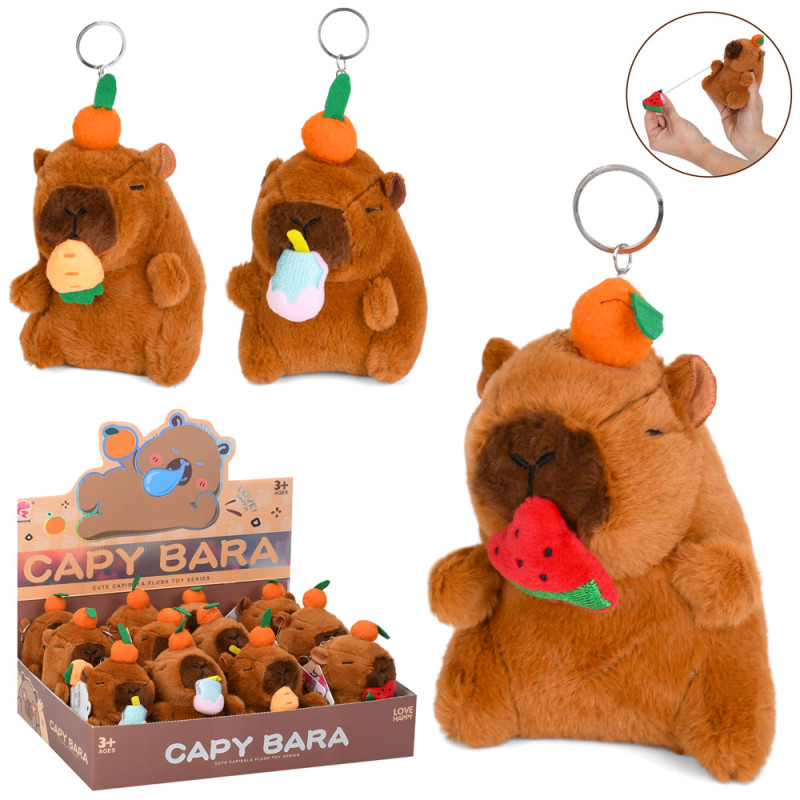 Аксесуар для сумки 16см, капібара, 12см, плюш, м'яка іграшка, рухлива їжа,(3види) /6/72/12шт в кор. 34-13-24,5см