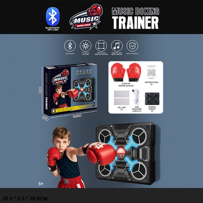 Електронний боксерський тренажер акум. світло, звук, BLUETOOTH, аксес. кор. 28*6,5*32,5 см /36-2/