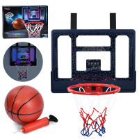 Баскетбольне кільце щит(пластик) 43-32см, кільце(метал) 25см, музика, світло (7режимів), електронне табло, 2 режими тренування (1гравець/2гравця), таймер, м'яч, сітка, насос,на бат-ці, в кор-ці, 33,5-43,5-5,5см /6/