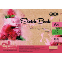 Скетчбук А4, 40 аркушів, пружина, білий блок 100 гм2, малиновий, ART Line