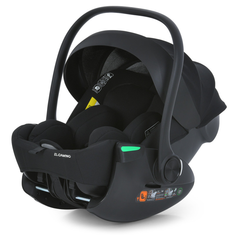 Автокрісло El Camino i-FLOW ME 1198 Black (1шт) дитяче, i-SIZE R129, зріст дитини 40-87см, рег.підголівник, розкл. в 4 положення, чорний