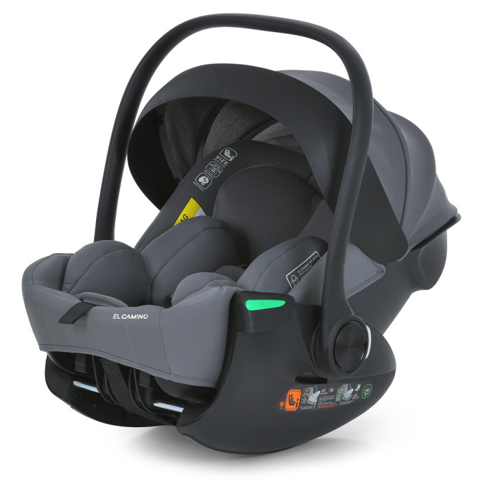 Автокрісло El Camino i-FLOW ME 1198 Gray (1шт) дитяче, i-SIZE R129, зріст дитини 40-87см, рег.підголівник, розкл. в 4 положення, сірий