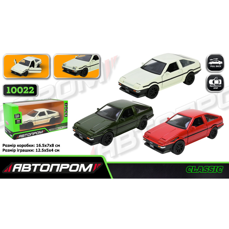 Іграшка машина мет. АВТОПРОМ  5 inch,3 кольори Toyota AE86, відкр.двері, у кор.16,5*7*8см /48-2/