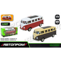 Машина мет. АВТОПРОМ 2 кольори 1:38 Volkswagen T1,відкр.двері,кор. 14,5*6,5*7см /96-2/