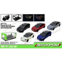 Машина мет. АВТОПРОМ 1:24,5 кольорів, із зарядною станцією, батар, світ., звук, двері відкр., кор.29*16*12,6см /12/