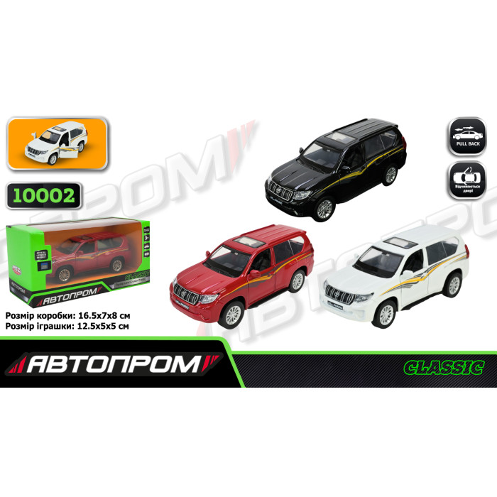 Іграшка машина мет. АВТОПРОМ  5 inch,3 кольори Toyota Land Cruiser Prado, відкр.двері, у кор.16,5*7*8см /48-2/
