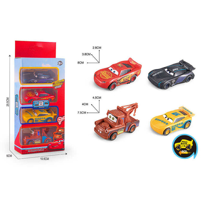 Набір машин герої, 4 моделі, інерційний механізм, довжина моделей: 8 см, в кор. /120-2/