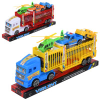 Трейлер інерція, 32см, вертоліт, машинка 3шт, ігрове поле 50-50см, мікс кольорів, у слюді, 34,5-15-7см /36/