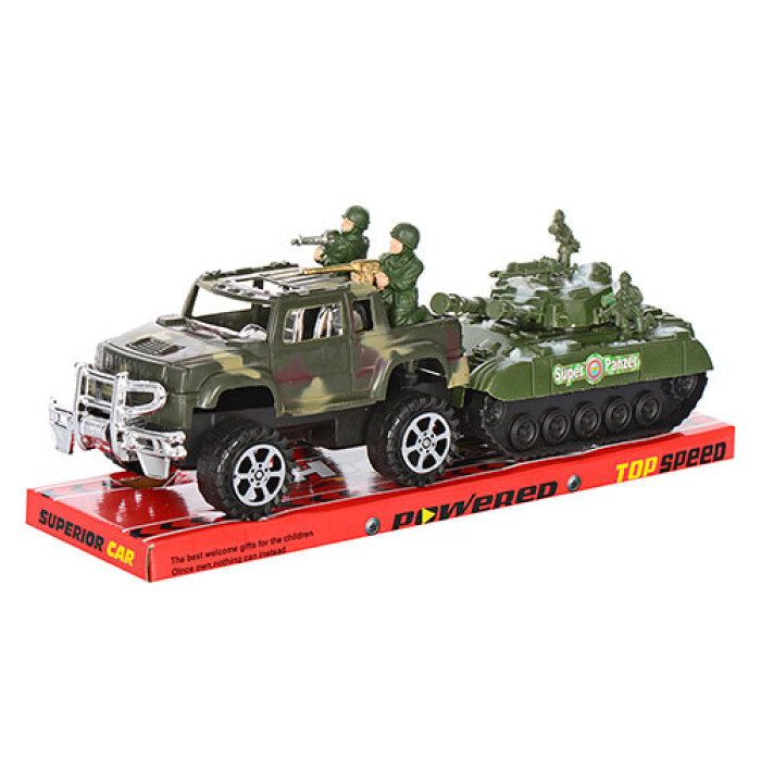 Джип інер-й, 17см, танк (інер-й) 14,5см, солдатики, в слюді, 34-12,5-11см /60/