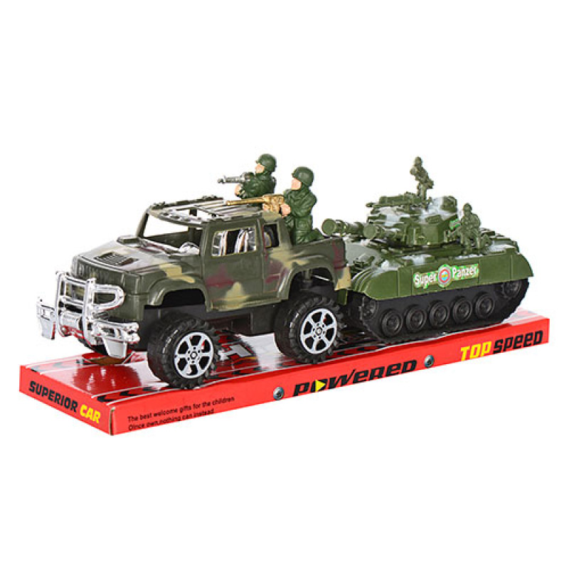 Джип інер-й, 17см, танк (інер-й) 14,5см, солдатики, в слюді, 34-12,5-11см /60/