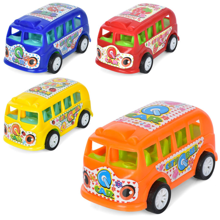 Автобус інерція, 9,5 см, 4 кольори, в п/е 14-12-5,5 см /360/
