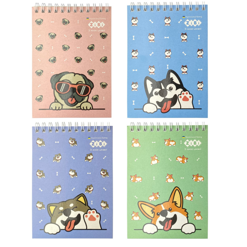 Блокнот на пружині зверху PUPPIES, А6, 40 арк., карт.обкл., KIDS Line //