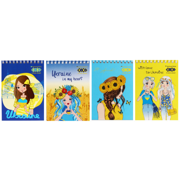Блокнот на пружині зверху PRETTY GIRLS, А6, 40 арк., карт.обкл., KIDS Line 4 шт в уп //