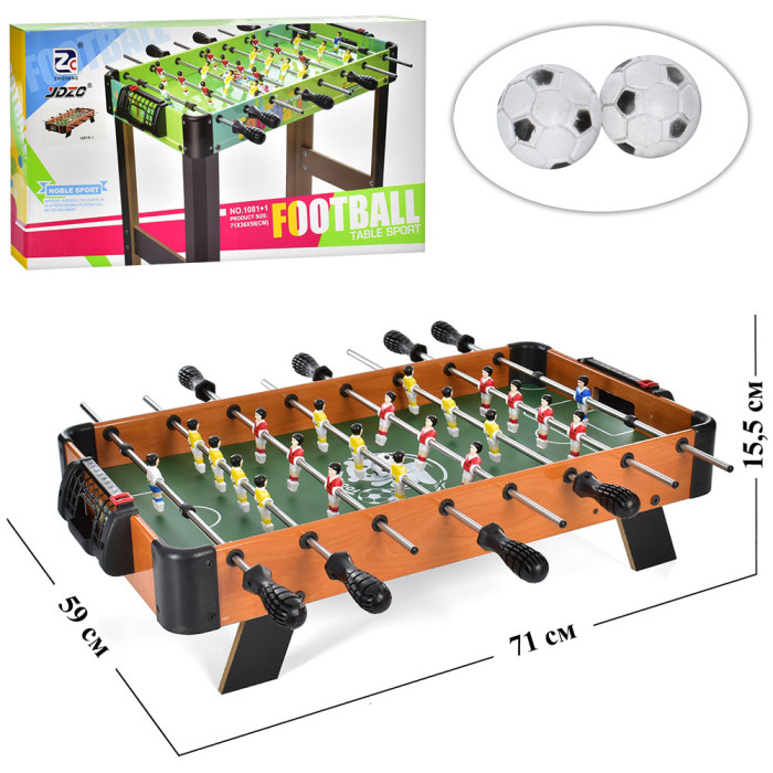 Футбол дерев'ян, на штангах, на ніжках, м'яч2шт, шкала ведення рахунку, в кор-ці, 67-36-7см /6/