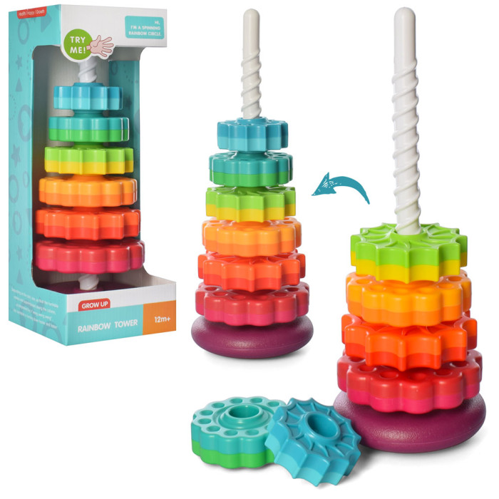 Гра пірамідка, 41см, кільця на спіралі 6шт, в кор-ці,  15,5-41-15см /18/