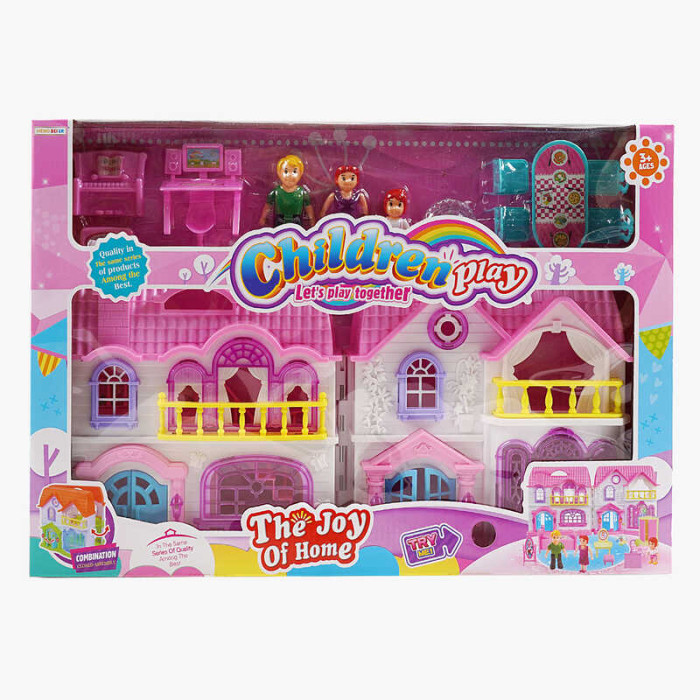 Будиночок 24 х 12 х 24 см, меблі, фігурки, звук, світлові ефекти, на батарейках,  декоративні елементи, в кор./ 18-2/