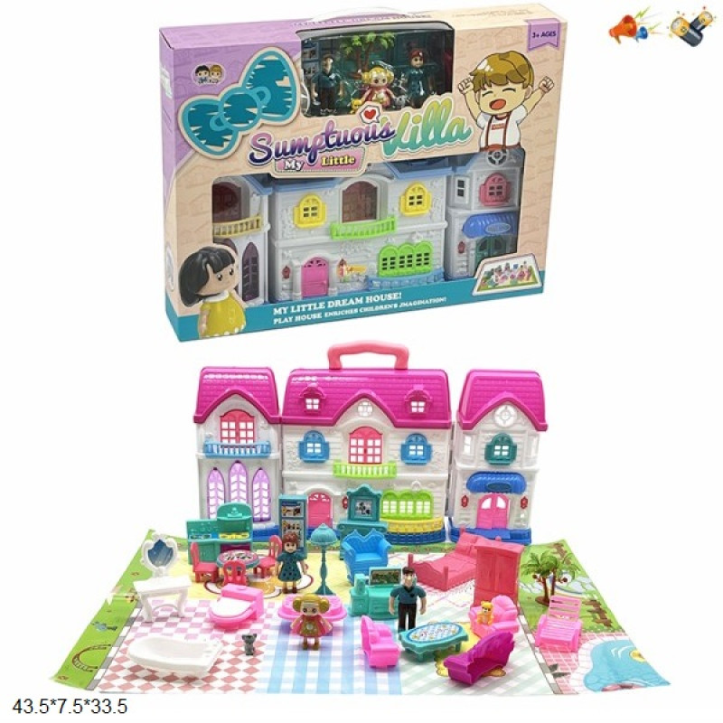 Ляльковий будинок 23558A з ляльками,меблями кор.43,5*7,5*33,5 /24/