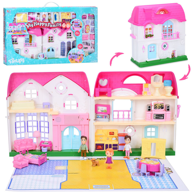 Будиночок 68см, звук, світло, меблі, фігурки 3шт, на бат-ці, в кор-ці, 87,5-51-9см /6/