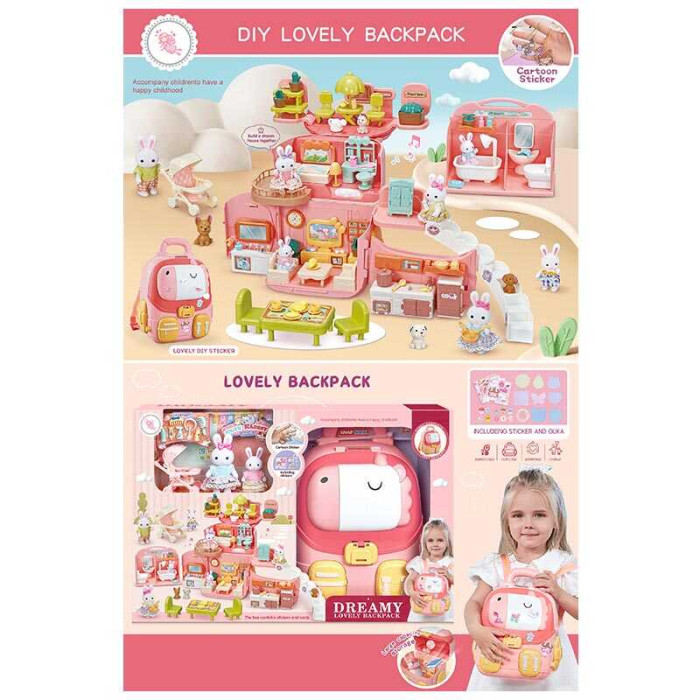 Будиночок складається у рюкзачок, звуки, музика, підсвічування, флоксові фігурки, меблі, аксесуари, наліпки, набір для творчості, інструкція, в кор. /6/