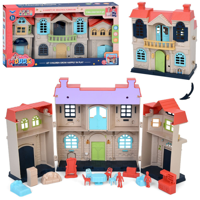 Будиночок 16-21,5-12см, меблі, фігурки, мікс кольорів, в кор-ці, 39-21,5-7,5см /36/