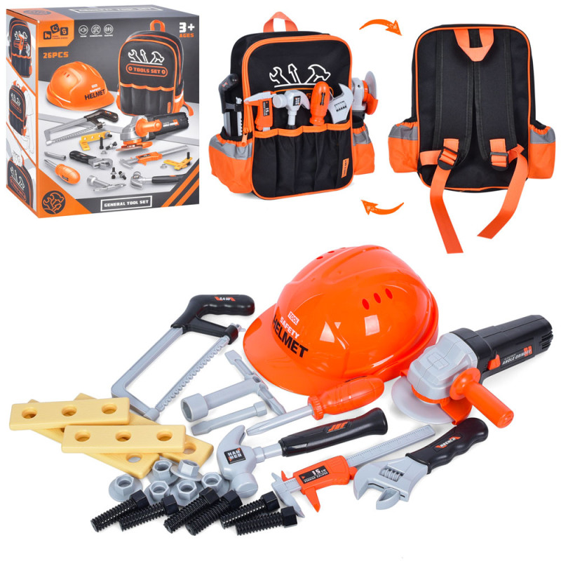 Набір iнструментів 26 предметів, рюкзак, на бат-ці, в кор-ці, 30-26-11см /12/