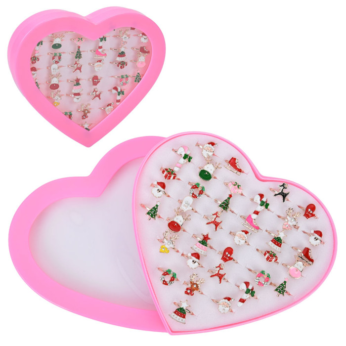 Каблучка Різдво, метал, мікс видів, 36шт в кор.(серце), 15-14-2,5см /20/720/