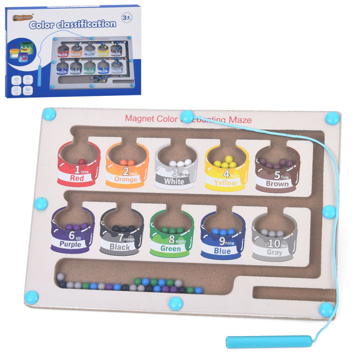 Дерев'яна іграшка Лабіринт магнитний, ігрове поле 22,5-15,5см, кульки, в кор-ці, 23,5-16-2,5см /48/