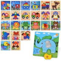 Дерев'яна іграшка Пазли від 4дет, 24 види (транспорт, тварини, птахи, метелик), у п/е, 14,5-14,5-1см /50/