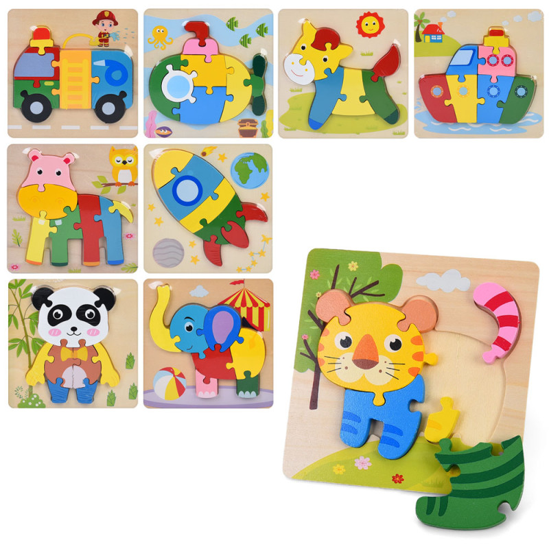 Дерев'яна іграшка Пазли мікс видів, у п/е, 15-15-0,5см /50/