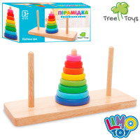 Дерев'яна іграшка Пірамідка 8кілець, підставка, в кор-ці, 23,5-11-8см /24/