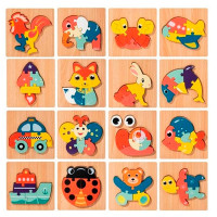 Дерев'яна іграшка Пазли мікс видів (тварини, транспорт, комахи, морські мешканці), у п/е, 15-15-1см /80/