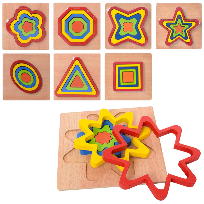 Деревянная игрушка Рамка-вкладыш микс видов, в п/е 14,5-14,5-1см /100/