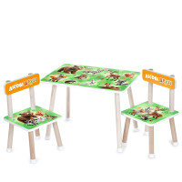 Столик M 501-3 (1шт) 2 стільчика, дерев'яний, лісові друзі