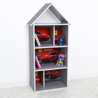 Будиночок-полиця H 2020-18-3 (1шт) стелаж, ш60-в129-г31,5см,висота полиць(30см/31см), сірий, Ferrari