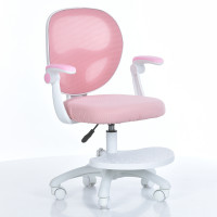 Дитяче крісло M 6056-8 (1шт) з підлокітником і підніжкою, блокування коліс, м'яке сидіння, спинка із сітки, регуляція висоти, рожевий