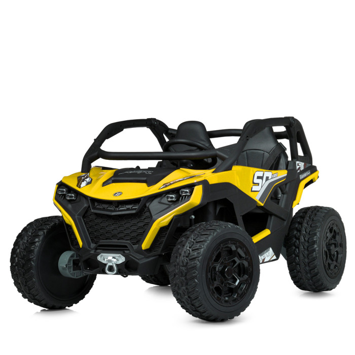 Джип M 6075EBLR-6(24V) (1шт) 2,4 р/к, 1акум24V7AH, 4мотори75W, муз,свiтло, MP3, USB, EVA, TF, шкiра, жовтий