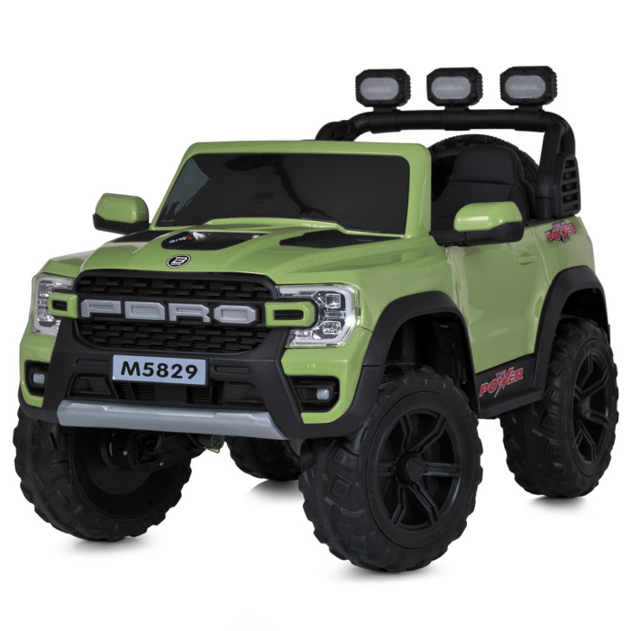 Джип M 5829EBLR-5 (1шт) 2,4G р/к, 1*12V9AH, 4*35W, MP3, SD, USB, BLUETOOTH, APP, EVA, шкіра, музика, світло, зелений