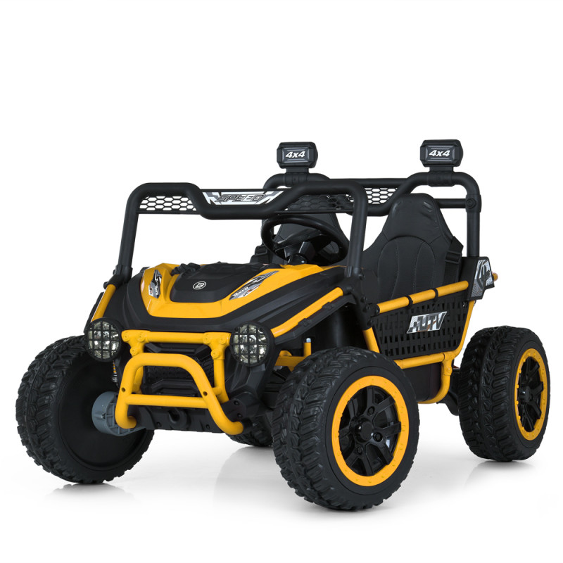 Джип M 6208EBLR-6(24V) (1шт) 2,4 р/к, 1акум24V10AH, 4мотори45W, муз,свiтло, MP3, USB, EVA, TF, шкiра, жовтий