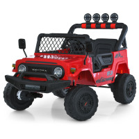 Джип 2566AEBLR-3(24V) (1шт) 2,4G, 4мотори35W, 1акум24V7AH, колесаEVA, шкір.сид, MP3, USB, BLUETOOTH, музика, світло, червоний