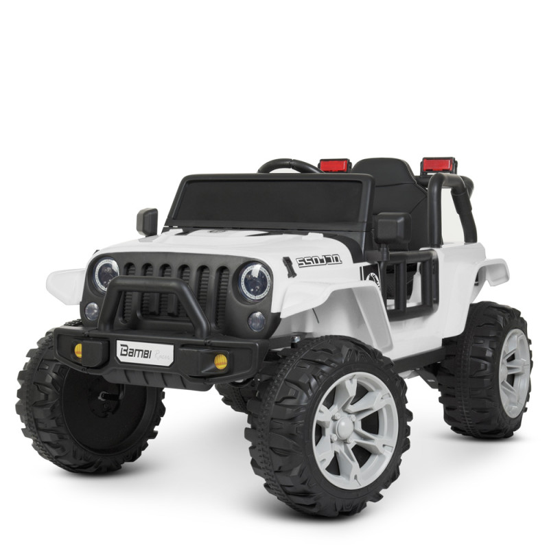 Джип M 4282EBLR-1 (1шт) 2,4G, 2 мот. 25W, 1 акум. 12V10AH, шкір.сид. , світло, муз., EVA, USB, білий.