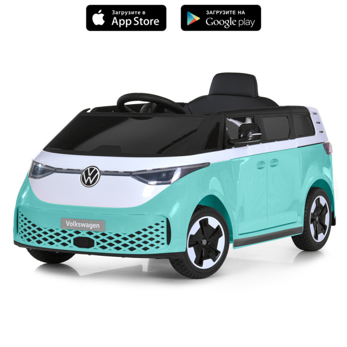 Машина M 6281EBLR-15 (1шт) р/к, 2,4G, 2*35W,1*12V7-9AH, муз, світло, шкір.сидіння, BLUETOOTH, MP3, USB, EVA, бірюзовий