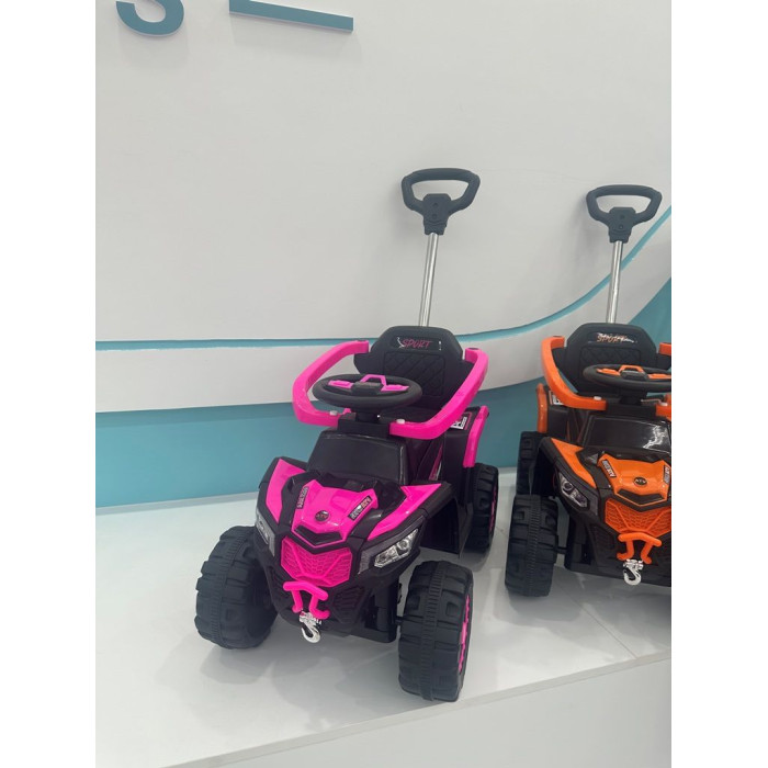 Квадроцикл M 6126EBLR-8 (1шт) 2,4G р/к, 3в1(каталка-толокар, бат.ручка), 1*6V4AH, 1*25W, MP3, USB, BLUETOOTH, TF, EVA, шкіра, музика, світло, рожевий