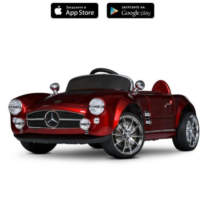 Машина M 6040EBLRS-3 (1шт) 2,4G р/к, 1*12V10AH, 4*35W, MP3, USB, TF, BLUETOOTH, EVA, шкіра, музика, світло, фарб.червоний