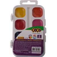 Фарби аквар. 8 кол.,  пласт./кор. без/п, біла